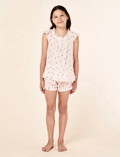 Papinelle Girls Hearts Flutter Cami And Boxer Pj Set In Pink