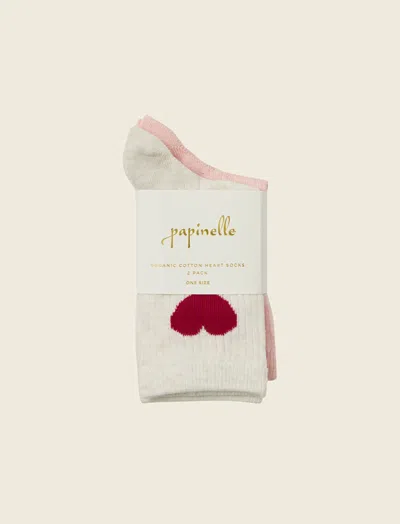 Papinelle Heart Sock - 2 Pack Multi In White
