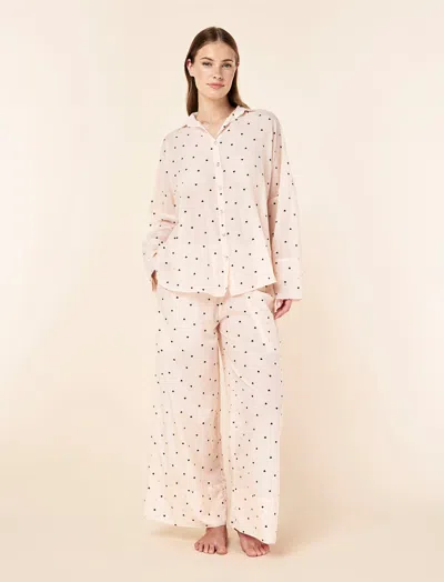 Papinelle Hearts Full Length Pj Set In Pink