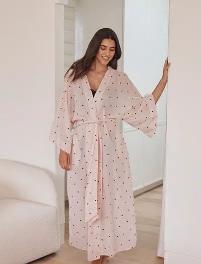 Papinelle Hearts Maxi Kimono Robe In Neutral