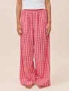 Papinelle Holiday Plaid Full Length Pant In Pink