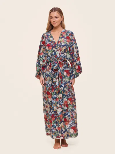 Papinelle Holly Maxi Kimono Robe In Blue