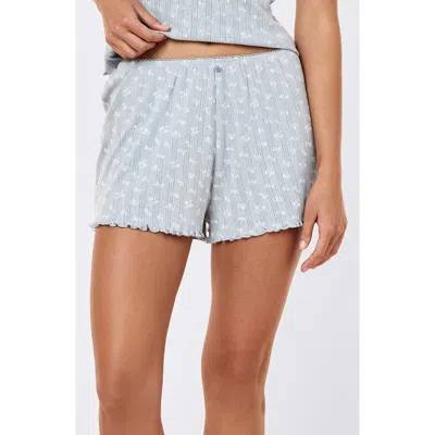 Papinelle Imogen Cotton Pointelle Pajama Shorts In Blue