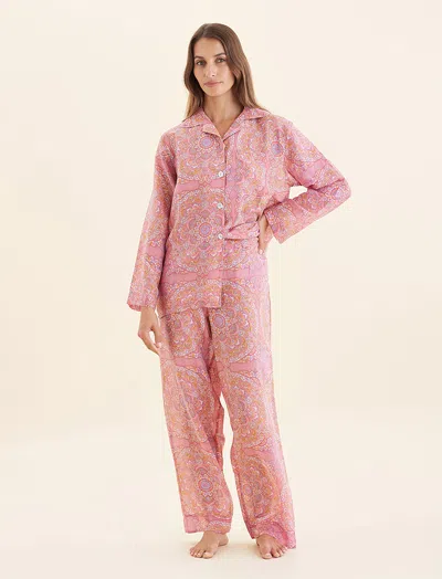 Papinelle Ines Full Length Pj Set In French Rose
