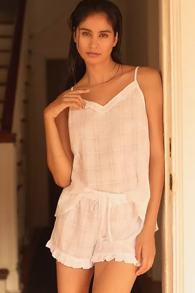 Papinelle Ivy Frill Cami & Boxer Shorts Pajama Set In White