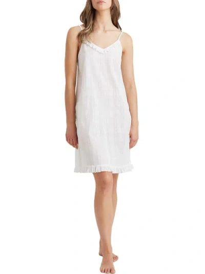 Papinelle Ivy Ruffle Cotton Short Nightgown In White
