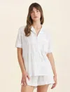 Papinelle Ivy Organic Cotton Frill Short Sleeve Pj Shirt In White