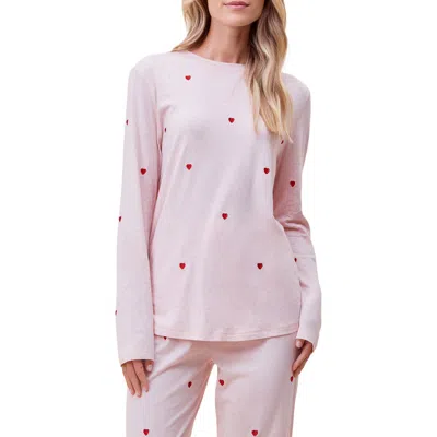 Papinelle Jada Embroidered Hearts Organic Cotton Pajamas In  Pink