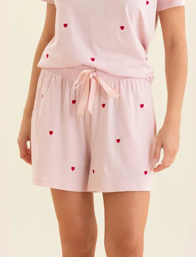 Papinelle Jada Hearts Cotton Knit Boxer In Pink