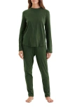 Papinelle Jada Long Sleeve Cotton Pajama Top In Forest Green