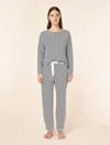 Papinelle Jada Organic Cotton Boxy Long Sleeve Tee & Straight Leg Pant In Blue