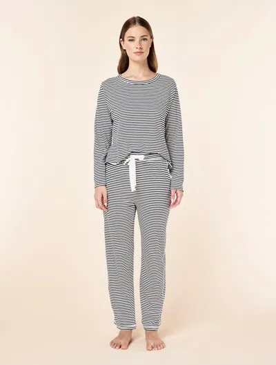 Papinelle Jada Organic Cotton Boxy Long Sleeve Tee & Straight Leg Pant In Blue