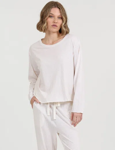 Papinelle Jada Organic Cotton Boxy Long Sleeve Tee In Ecru
