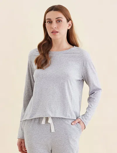 Papinelle Jada Organic Cotton Boxy Long Sleeve Tee In Grey