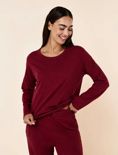 Papinelle Jada Organic Cotton Boxy Long Sleeve Tee In Red