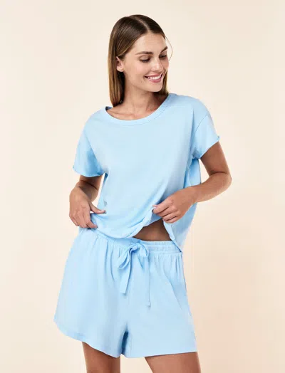 Papinelle Jada Organic Cotton Boxy Tee & Boxer In Blue