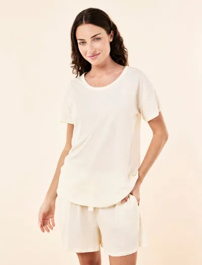 Papinelle Jada Organic Cotton Knit Boxer Pj Set In White