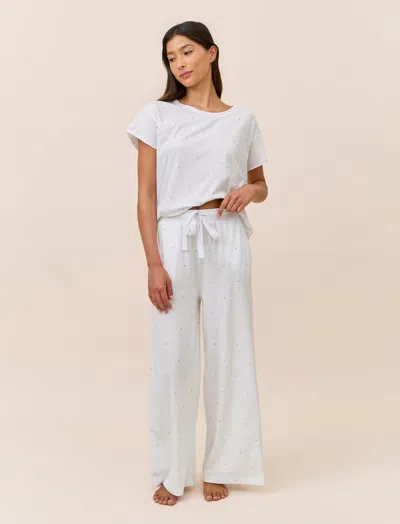 Papinelle Jada Organic Cotton Knit Boxy Tee & Wide Leg Pant In White