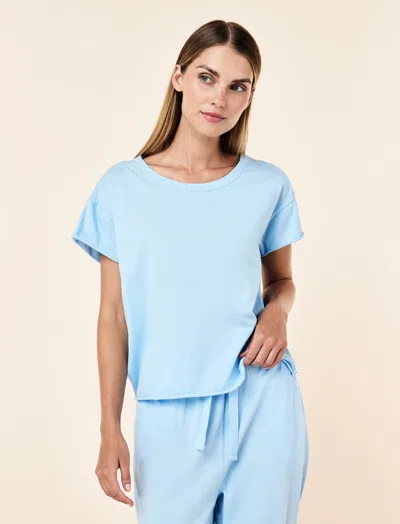 Papinelle Jada Organic Cotton Knit Boxy Tee In Blue