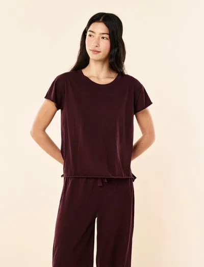 Papinelle Jada Organic Cotton Knit Boxy Tee In Purple