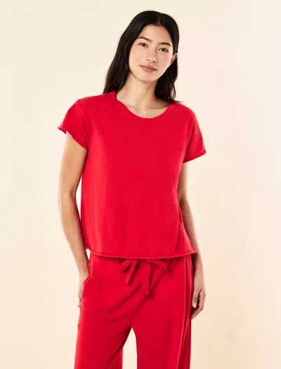 Papinelle Jada Organic Cotton Knit Boxy Tee In Red