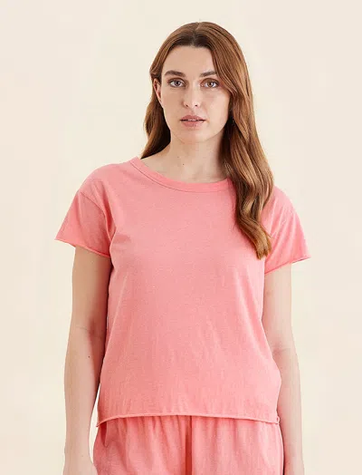 Papinelle Jada Organic Cotton Knit Boxy Tee In Strawberry Ice