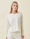 Papinelle Jada Organic Cotton Knit Long Sleeve Boxy Tee In Butter