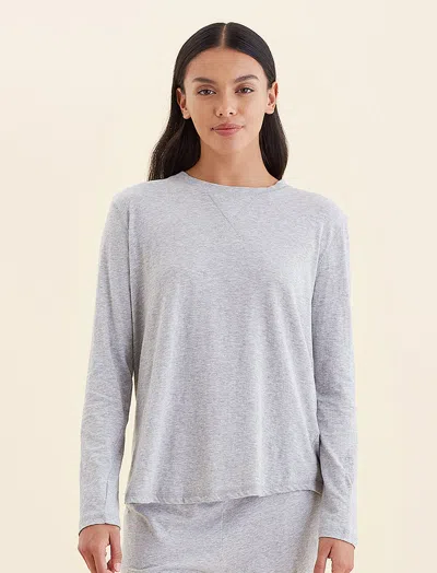 Papinelle Jada Organic Cotton Knit Long Sleeve Tee In Gray