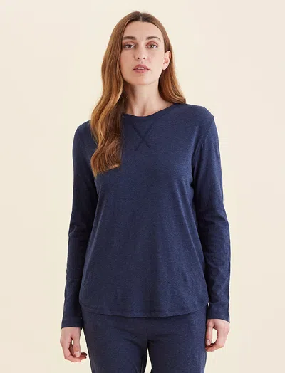 Papinelle Jada Organic Cotton Knit Long Sleeve Tee In Blue
