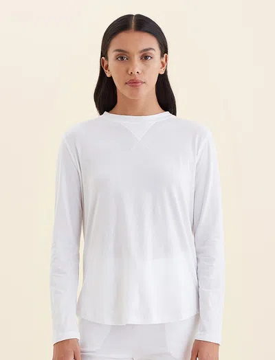 Papinelle Jada Organic Cotton Knit Long Sleeve Tee In White