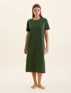 Papinelle Jada Organic Cotton Knit Nightie In Forest Green
