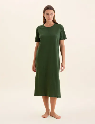 Papinelle Jada Organic Cotton Knit Nightie In Forest Green