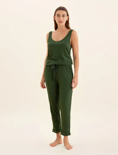 Papinelle Jada Organic Cotton Knit Onesie In Forest Green