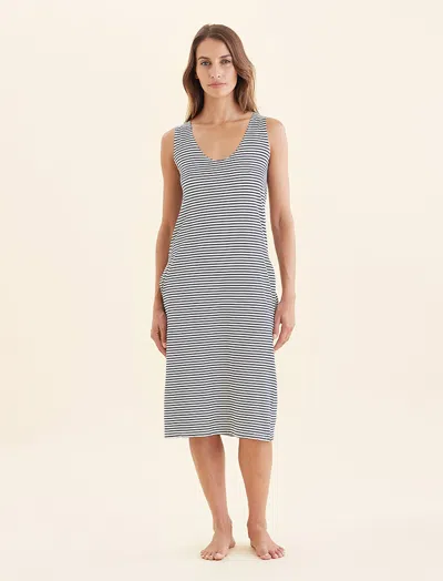 Papinelle Jada Organic Cotton Knit Strappy Nightie In Blue