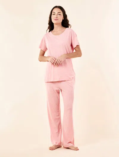 Papinelle Jada Organic Cotton Knit Tee & Straight Leg Pant In Pink