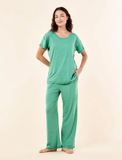 Papinelle Jada Organic Cotton Knit Tee & Straight Leg Pant In Green