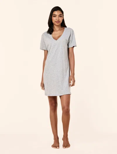 Papinelle Jada Organic Cotton Knit V Neck Midi Nightgown In Gray