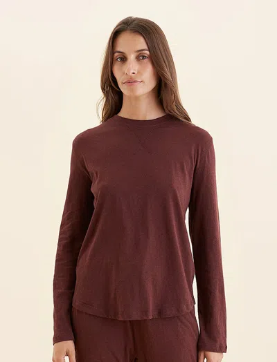 Papinelle Jada Organic Cotton Long Sleeve Knit Tee In Espresso