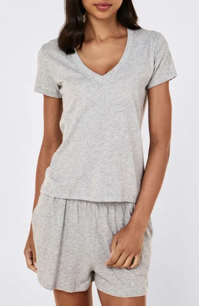 Papinelle Jada Organic Cotton V-neck Pajama Top In Gray