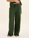 Papinelle Jada Organic Cotton Wide Leg Pant In Forest Green