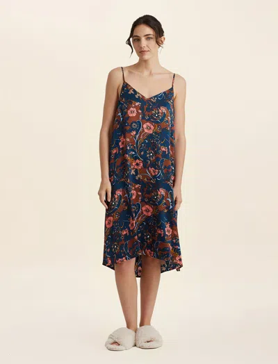 Papinelle Karen Walker '60s Floral Slip Nightgown In Chocolate