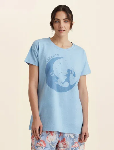 Papinelle Karen Walker Dreamers Unite Short Sleeve Tee In Cerulean Blue