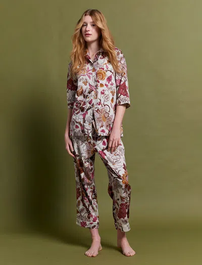 Papinelle Karen Walker Edwardian Floral Crop Pj Set In Black