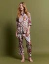 Papinelle Karen Walker Edwardian Floral Crop Pj Set In Macadamia