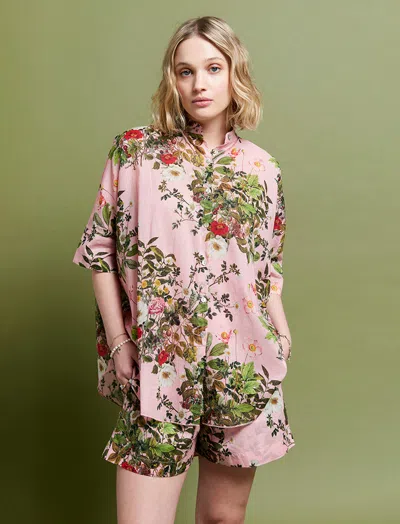 Papinelle Karen Walker Love Letters Flowy Boxer Pj Set In Ice Pink