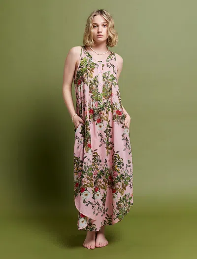 Papinelle Karen Walker Love Letters Panel Front Maxi Nightie In Pink
