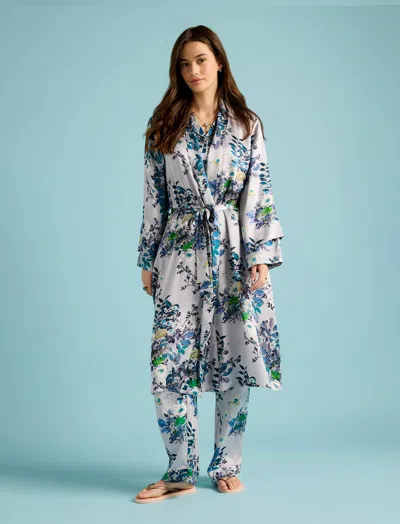Papinelle Karen Walker Love Letters Silk Maxi Robe In Blue