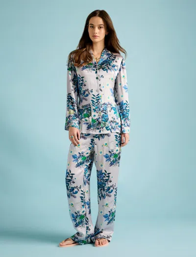 Papinelle Karen Walker Love Letters Silk Wrap Pj In Blue