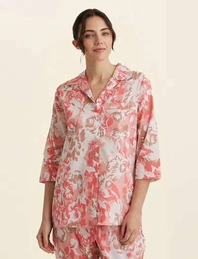Papinelle Karen Walker Ornamental Floral Crop Pj Shirt In Shell Pink