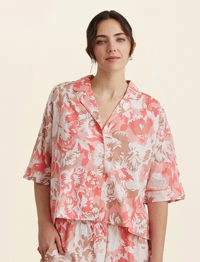 Papinelle Karen Walker Ornamental Floral Pj Shirt In Shell Pink